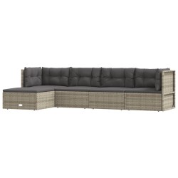 vidaXL Set de muebles de jardín 5 pzas y cojines ratán sintético gris