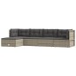 vidaXL Set de muebles de jardín 5 pzas y cojines ratán sintético gris vidaXL Set de muebles de jardín 5 pzas y cojines ratán sintético gris