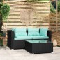 vidaXL Set de muebles de jardín 3 pzas y cojines ratán sintético negro vidaXL Set de muebles de jardín 3 pzas y cojines ratán sintético negro