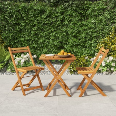 vidaXL Muebles cafetería plegables 3 pzas madera maciza acacia 