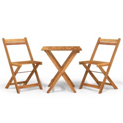 vidaXL Muebles cafetería plegables 3 pzas madera maciza acacia 