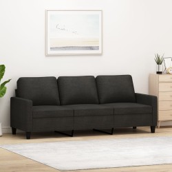 vidaXL Sofá de 3 plazas de tela negro 180 cm