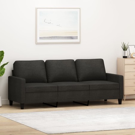 vidaXL Sofá de 3 plazas de tela negro 180 cm