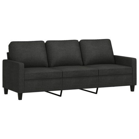 vidaXL Sofá de 3 plazas de tela negro 180 cm