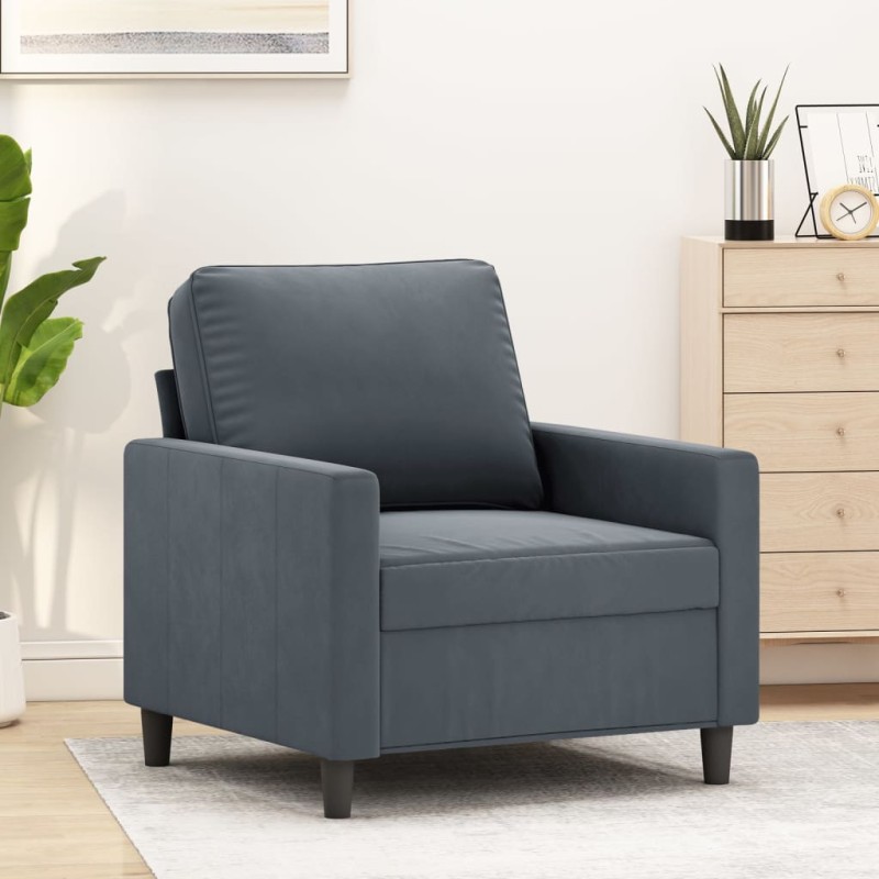 vidaXL Sillón de terciopelo gris oscuro 60 cm vidaXL Sillón de terciopelo gris oscuro 60 cm