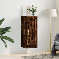 vidaXL Armario de pared madera ingeniería roble ahumado 34,5x34x90 cm