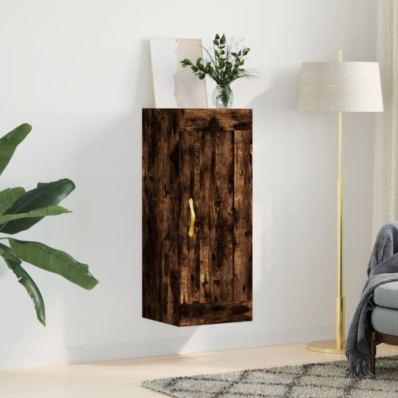 vidaXL Armario de pared madera ingeniería roble ahumado 34,5x34x90 cm vidaXL Armario de pared madera ingeniería roble ahumado 34,5x34x90 cm
