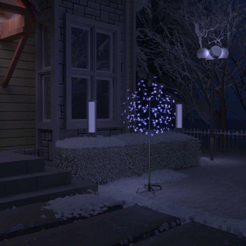 vidaXL Árbol de Navidad 120 LEDs luz azul fría flores de cerezo 150 cm vidaXL Árbol de Navidad 120 LEDs luz azul fría flores de cerezo 150 cm