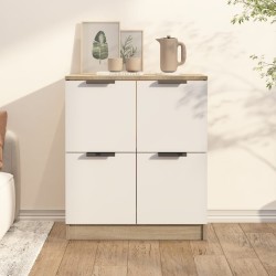 vidaXL Aparador madera contrachapada blanco y roble Sonoma 60x30x70 cm
