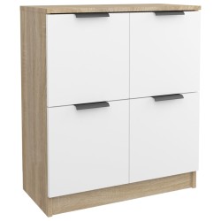 vidaXL Aparador madera contrachapada blanco y roble Sonoma 60x30x70 cm