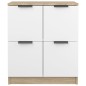 vidaXL Aparador madera contrachapada blanco y roble Sonoma 60x30x70 cm vidaXL Aparador madera contrachapada blanco y roble Sonoma 60x30x70 cm