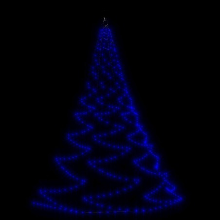 vidaXL Árbol Navidad de pared gancho metal azul 3 m interior/exterior