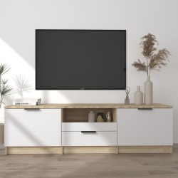 vidaXL Mueble de TV madera contrachapada blanco y roble 140x35x40 cm