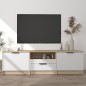 vidaXL Mueble de TV madera contrachapada blanco y roble 140x35x40 cm vidaXL Mueble de TV madera contrachapada blanco y roble 140x35x40 cm