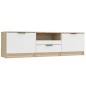 vidaXL Mueble de TV madera contrachapada blanco y roble 140x35x40 cm vidaXL Mueble de TV madera contrachapada blanco y roble 140x35x40 cm