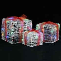 vidaXL Caja decorativa de regalo Navidad acrílico 3 pzas de colores