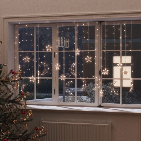 vidaXL Luces estrella y luna 345 LEDs blanco cálido con control remoto