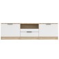 vidaXL Mueble de TV madera contrachapada blanco y roble 140x35x40 cm vidaXL Mueble de TV madera contrachapada blanco y roble 140x35x40 cm