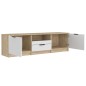 vidaXL Mueble de TV madera contrachapada blanco y roble 140x35x40 cm vidaXL Mueble de TV madera contrachapada blanco y roble 140x35x40 cm
