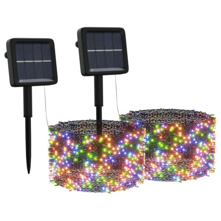 vidaXL Tiras de luces solares LED 2 uds de colores interior/exterior