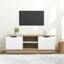 vidaXL Mueble de TV madera contrachapada blanco y roble 102x35x36,5 cm