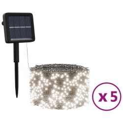 vidaXL Tiras de luces solares LED 5 uds blanco frío interior/exterior