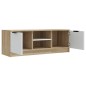 vidaXL Mueble de TV madera contrachapada blanco y roble 102x35x36,5 cm vidaXL Mueble de TV madera contrachapada blanco y roble 102x35x36,5 cm