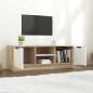 vidaXL Mueble de TV madera contrachapada blanco y roble 102x35x36,5 cm vidaXL Mueble de TV madera contrachapada blanco y roble 102x35x36,5 cm