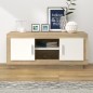 vidaXL Mueble de TV madera contrachapada blanco y roble 102x35x45 cm vidaXL Mueble de TV madera contrachapada blanco y roble 102x35x45 cm