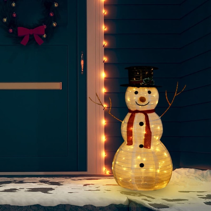vidaXL Muñeco de nieve decorativo de Navidad con LED tela lujosa 90 cm vidaXL Muñeco de nieve decorativo de Navidad con LED tela lujosa 90 cm
