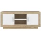 vidaXL Mueble de TV madera contrachapada blanco y roble 102x35x45 cm vidaXL Mueble de TV madera contrachapada blanco y roble 102x35x45 cm