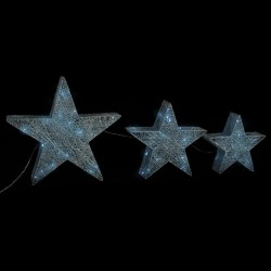 vidaXL Estrellas decoración navideña 3 piezas LED malla plateadas