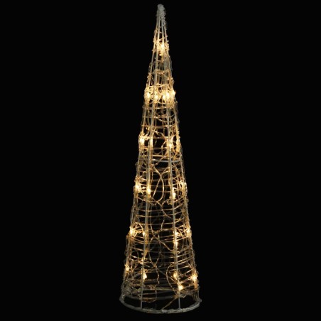 vidaXL Pirámide decorativa cono acrílico luces LED blanco cálido 60 cm