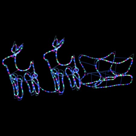 vidaXL Renos y trineo de Navidad decoración jardín 576 LEDs