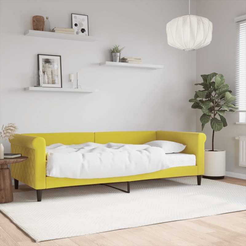 vidaXL Sofá cama con colchón terciopelo amarillo 90x200 cm