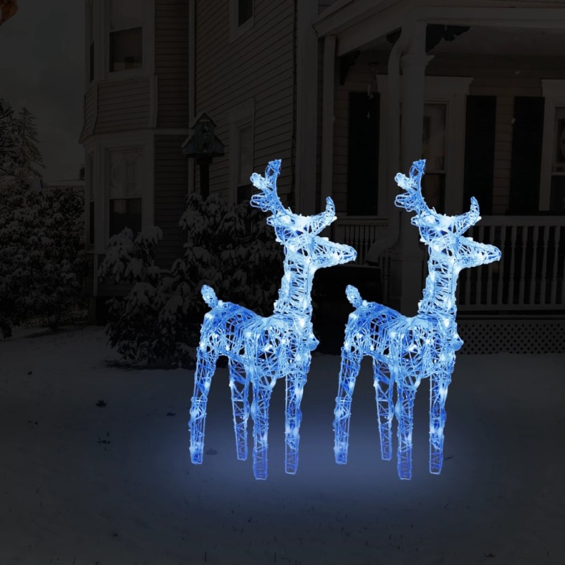 vidaXL Renos de Navidad 2 unidades 80 LED acrílico azul vidaXL Renos de Navidad 2 unidades 80 LED acrílico azul