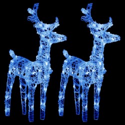 vidaXL Renos de Navidad 2 unidades 80 LED acrílico azul