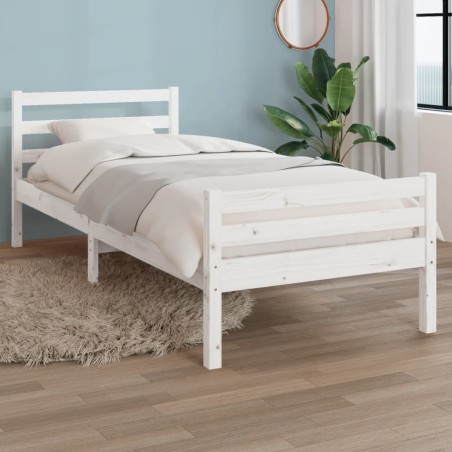 vidaXL Estructura de cama madera maciza blanco 75x190 cm
