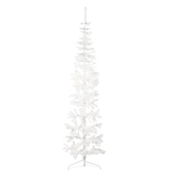 vidaXL Medio árbol de Navidad artificial con soporte blanco 210 cm