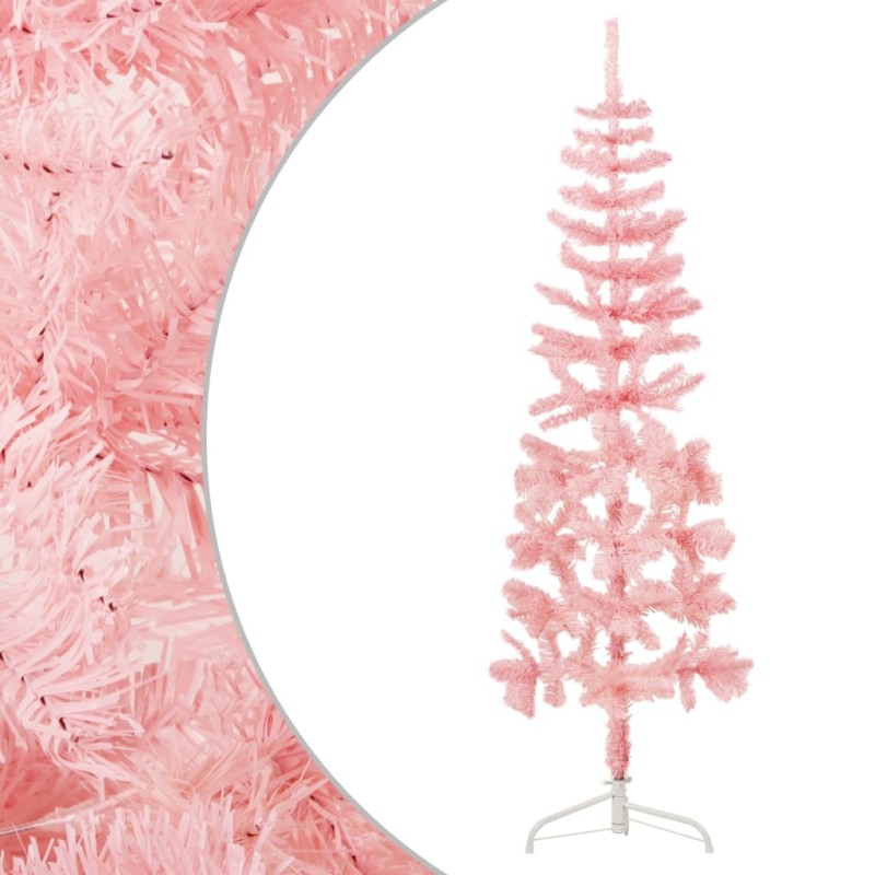 vidaXL Medio árbol de Navidad artificial con soporte rosa 180 cm vidaXL Medio árbol de Navidad artificial con soporte rosa 180 cm