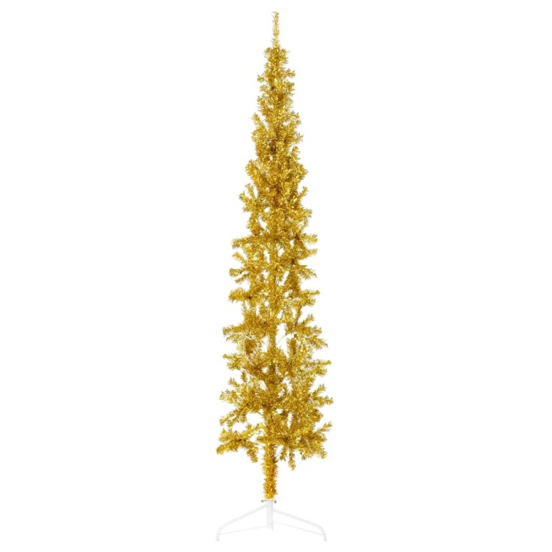 vidaXL Medio árbol de Navidad artificial con soporte dorado 210 cm vidaXL Medio árbol de Navidad artificial con soporte dorado 210 cm