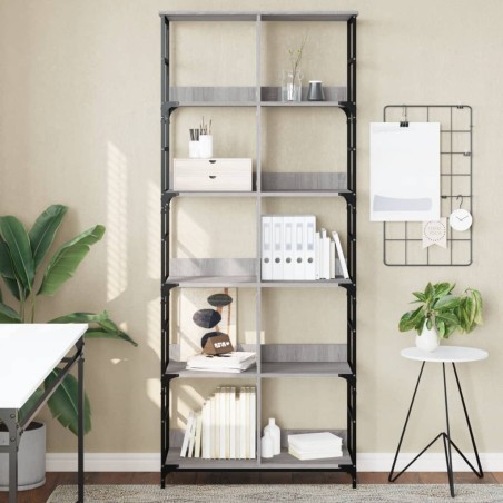 vidaXL Estantería de madera de ingeniería gris Sonoma 78,5x33x188,5 cm