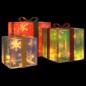 vidaXL Cajas de regalo Navidad iluminadas 3 uds 64 LEDs blanco cálido
