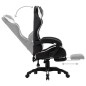 vidaXL Silla gaming con reposapiés cuero sintético blanco y negro vidaXL Silla gaming con reposapiés cuero sintético blanco y negro