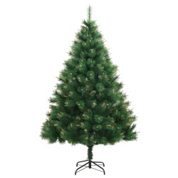 vidaXL Árbol de Navidad artificial con bisagras y soporte 240 cm