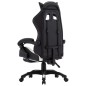 vidaXL Silla gaming con reposapiés cuero sintético blanco y negro vidaXL Silla gaming con reposapiés cuero sintético blanco y negro