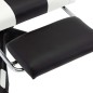 vidaXL Silla gaming con reposapiés cuero sintético blanco y negro vidaXL Silla gaming con reposapiés cuero sintético blanco y negro