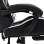 vidaXL Silla gaming con reposapiés cuero sintético blanco y negro vidaXL Silla gaming con reposapiés cuero sintético blanco y negro