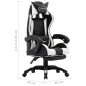 vidaXL Silla gaming con reposapiés cuero sintético blanco y negro vidaXL Silla gaming con reposapiés cuero sintético blanco y negro