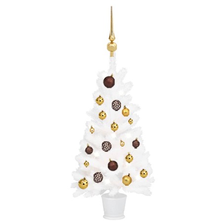 vidaXL Árbol de Navidad preiluminado con luces y bolas blanco 90 cm